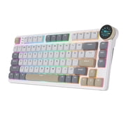 RK ROYAL KLUDGE N80 Low Profile Mechanical Keyboard w/Smart Display Screen & Knob, 75% Top Mount 3-Modes Wireless Mechanical Keyboard, Software Support, Massive Battery, 80 Keys, Quiet Red Switch
