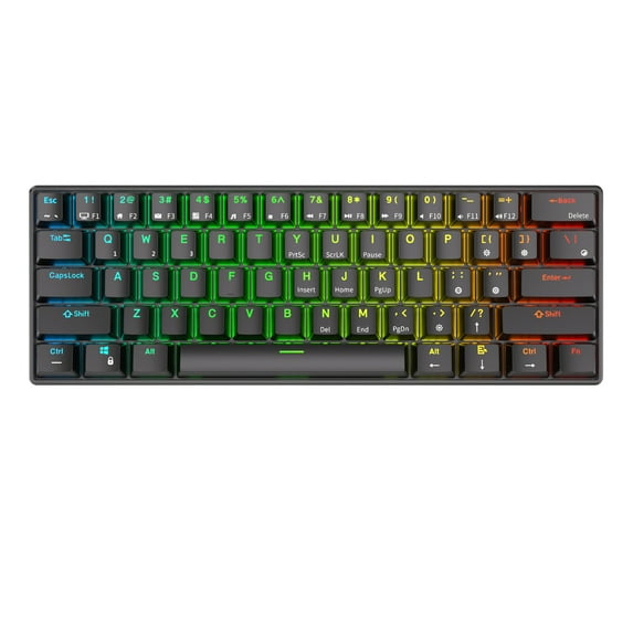 RK ROYAL KLUDGE RK61 Tri-mode BT5.0/2.4G/USB Mechanical Keyboard 60% 61 Keys RGB Hot-swappable Bluetooth Wireless Gamer Keyboard Red Switch Black