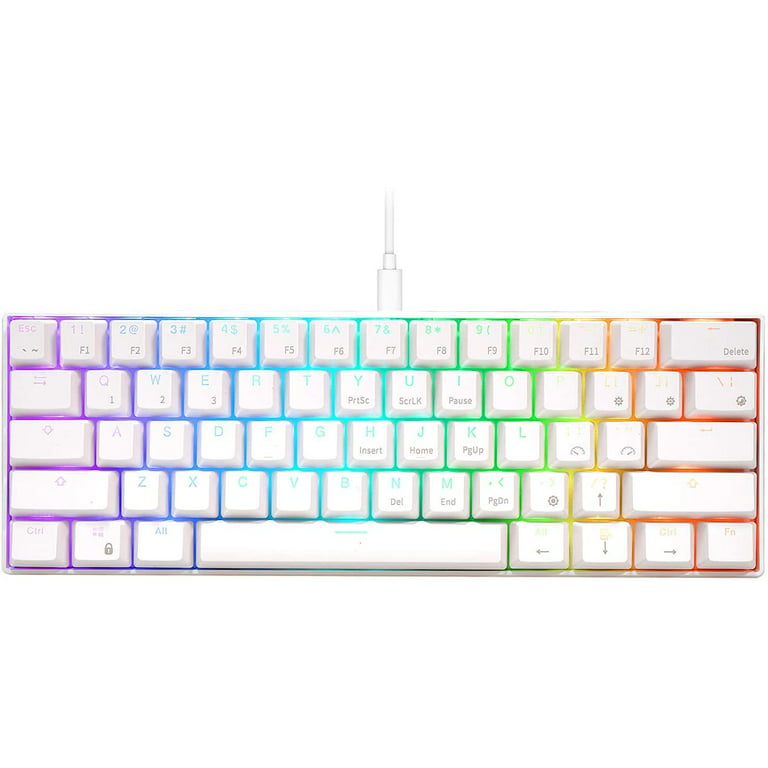 RK ROYAL KLUDGE RK61 Wired 60% Mechanical Gaming Keyboard RGB Backlit  Ultra-Compact Brown Switch White