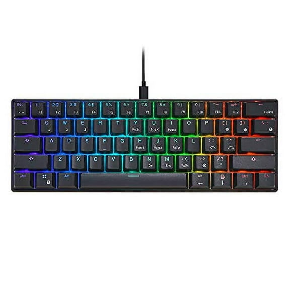 RK ROYAL KLUDGE RK61 Wired 60% Mechanical Gaming Keyboard RGB Backlit Ultra-Compact Red Switch Black