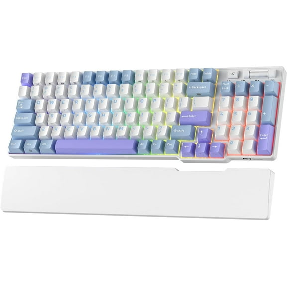 RK ROYAL KLUDGE RK96 RGB Limited Ed, 90% 96 Keys Wireless 3-Mode BT5.0/2.4G/USB-C Hot Swappable Mechanical Keyboard w/Wrist Rest, Volume Control, Software, Massive Battery, RK Pale Green Switch