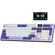 RK ROYAL KLUDGE S104 Full Size Mechanical Keyboard with Screen & Knob, Wireless Gaming Keyboard with BT5.0/2.4GHz/USB-C, Hot Swappable Creamy Keyboard, RGB Backlit