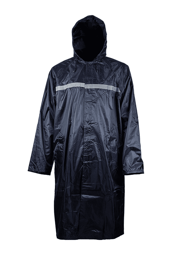 RK Rain Wear Men's Waterproof Long Raincoat PVC Trench Coat - Navy / Large