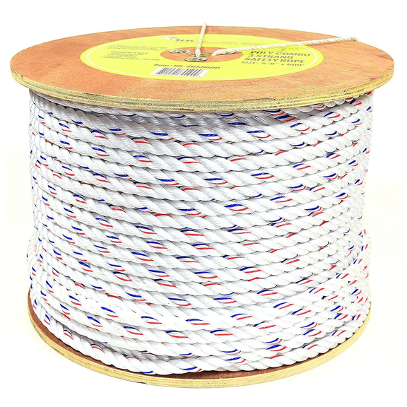 RK SR58600 Poly-Combo 3-Strand Safety Rope, 5/8 in x 600 ft