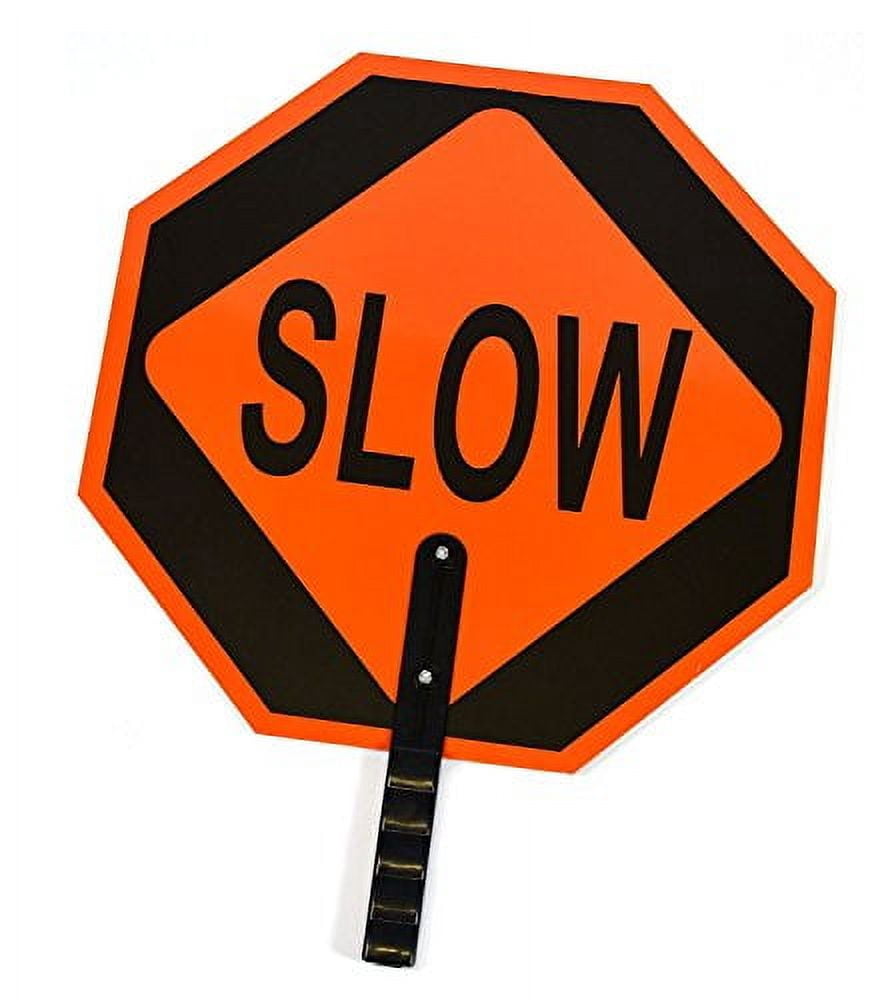RK 18"x18" Aluminum Stop/Slow Paddle Sign | Two-Sided With 6" Polygrip Handle For Traffic Control