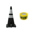 thumbnail image 1 of RK-Safety 28" Black Traffic Safety Cone, Black Base Two Tape with High-Visibility Pandemic Barricade Tape (8 cone + 2 Roll Tape ), 1 of 1
