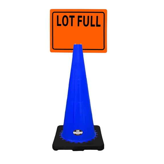 RK-Safety 28" Blue Cone, Black base without Reflective Tape, Plus Cone Sign 27 "Lot Full", (Cone-2 ea + Cone Sign-2 ea)