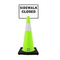 thumbnail image 1 of RK-Safety 28" Lime Cone, Black base With One 6" Reflective Tape, Plus Cone Sign 16 "Sidewalk Closed", (Cone-4 ea + Cone Sign-4 ea), 1 of 2