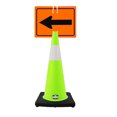 thumbnail image 1 of RK-Safety 28" Lime Cone, Black base With One 6" Reflective Tape, Plus Cone Sign 21 "Arrow Sign", (Cone-4 ea + Cone Sign-4 ea), 1 of 2