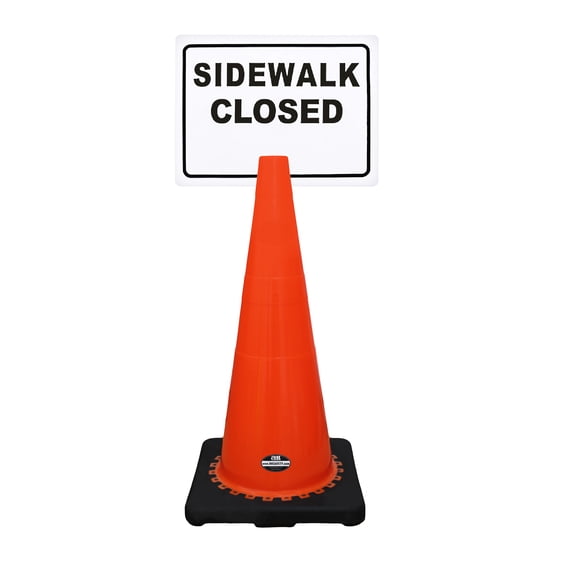 RK-Safety 28" Orange Cone, Black base without Reflective Tape, Plus Cone Sign 16 "Sidewalk Closed", (Cone-2 ea + Cone Sign-2 ea)