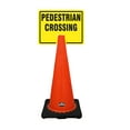 thumbnail image 1 of RK-Safety 28" Orange Cone, Black base without Reflective Tape, Plus Cone Sign 39 "pedestrian Crossing", (Cone-4 ea + Cone Sign-4 ea), 1 of 2