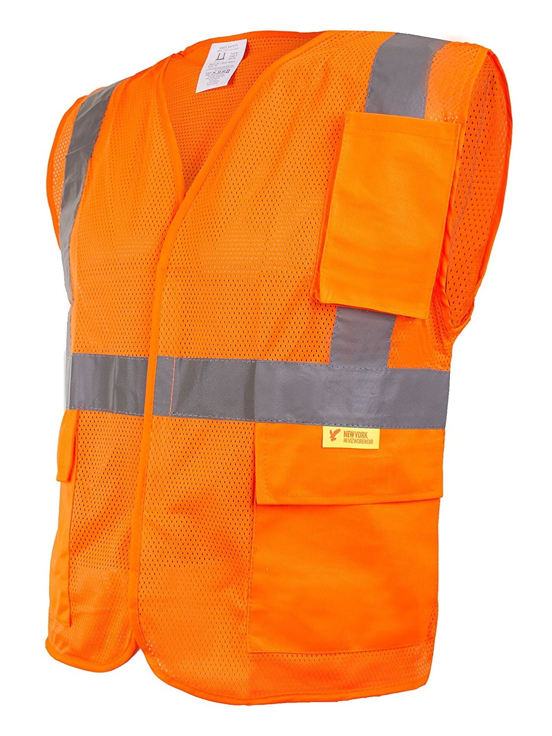 RK Safety High Visibility Safety Vest with Reflective Strips and Pockets - ANSI Class 2 - Neon Orange / 2XL