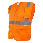 RK Safety High Visibility Safety Vest with Reflective Strips and Pockets - ANSI Class 2 - Neon Orange / 3XL