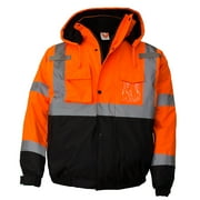 RK Safety Men's ANSI Class 3 High Visibility Bomber Jacket, Waterproof - Orange, Extra Large