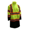 thumbnail image 1 of RK Safety RC-CLA3-TLM66 Class 3 Rainwear Reflective Hi-Viz Black Bottom Long Rain Coat with X pattern(5XL, Lime), 1 of 2