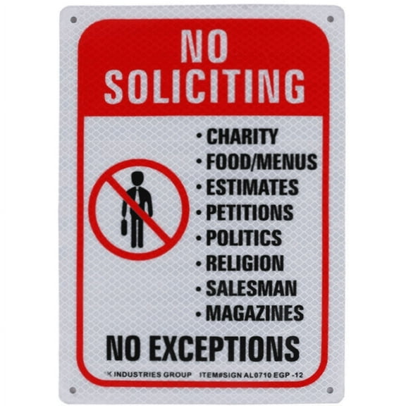 RK Safety Sign, Legend "No Soliciting, No Exceptions" - Default Title