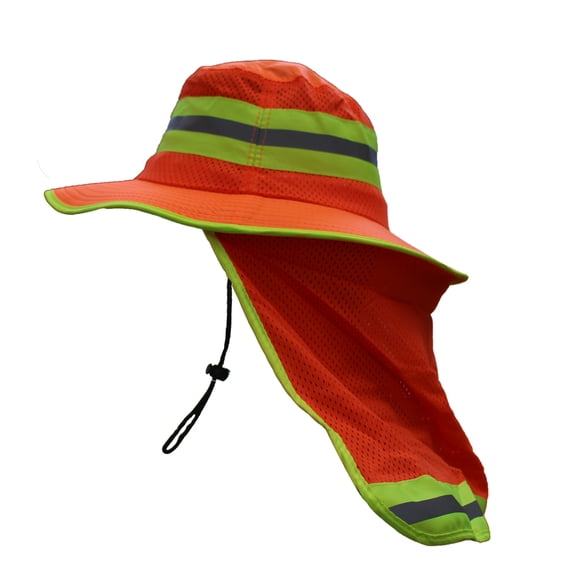 RK Sun Shade Reflective Stripe Hard Hat Accessory Neck Shield (Pack of 1, Hi-Vis Orange)…