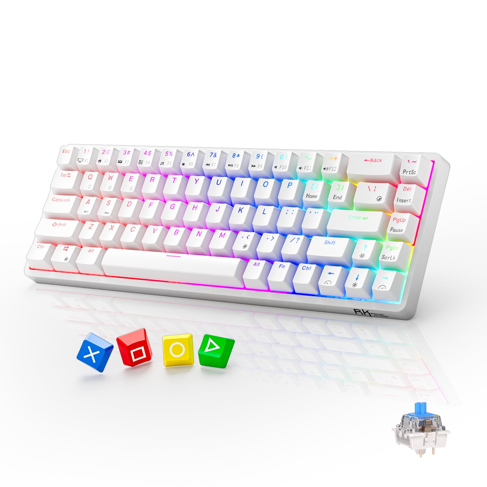 RK837 Mechanical Wireless Keyboard - 68Keys 65% Layout Compact Mini ...