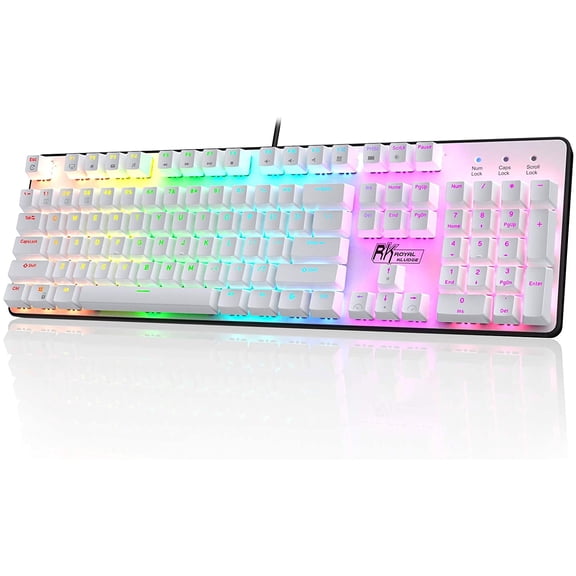 RK920 Full Size Mechanical Keyboard, Rainbow Backlit Gaming Keyboard, 104 Keys Wired Mechanical Keyboard with Number Pad, Tactile Brown Switch