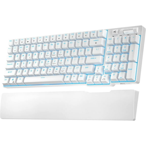 RK96 90% Triple Mode BT5.0/2.4G/USB-C Hot Swappable Mechanical Keyboard with Magnetic Wrist Rest, 96 Keys Wireless Gaming Keyboard with Software, Blue Backlight