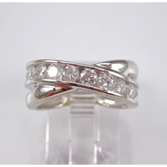 2Ct Round Criss Cross Wedding Ring Band 14K White Gold Plated Simulated Diamond