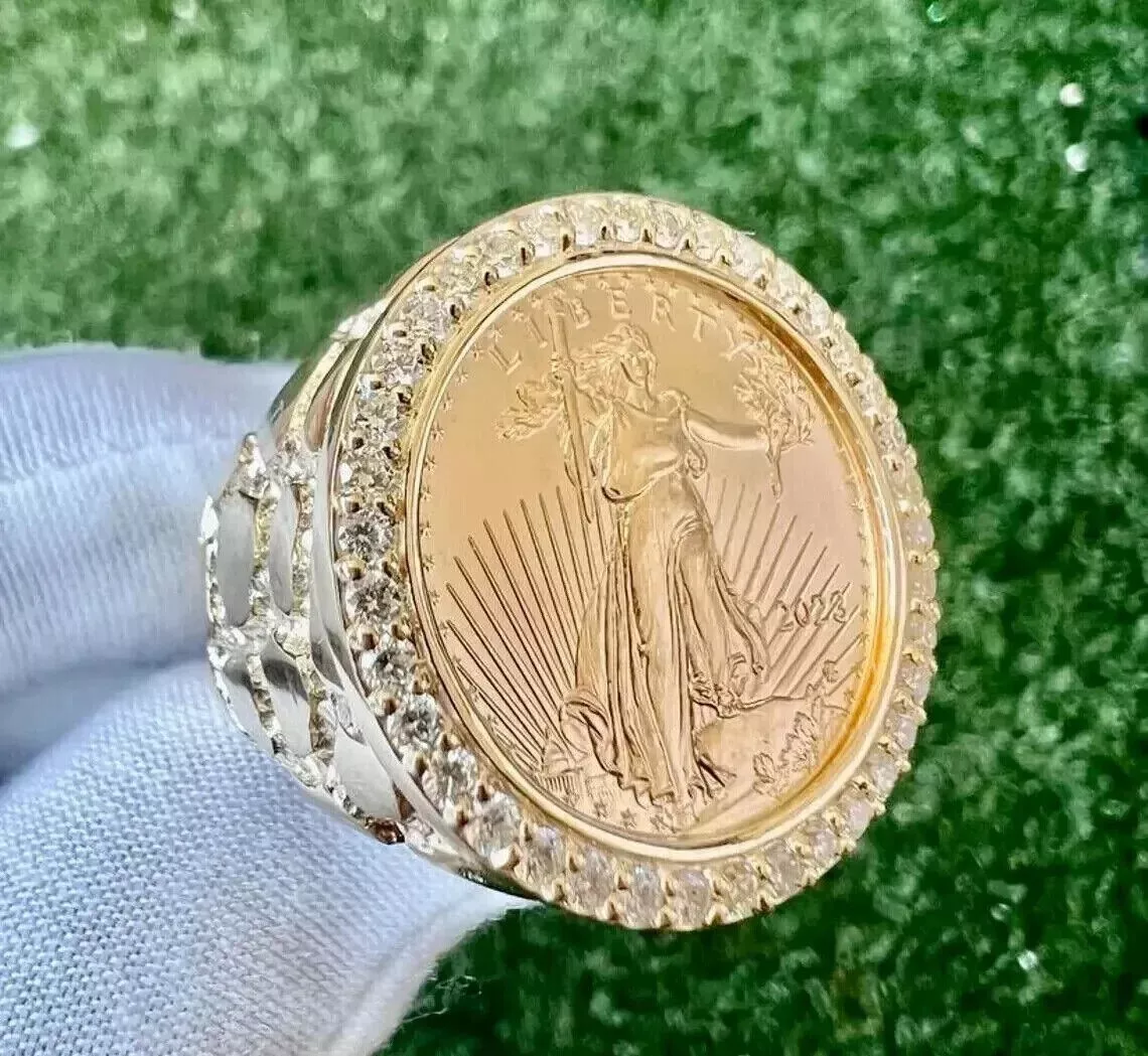 RKC 1Ct Round Cut Lab Created Lady Liberty Coin Ring in 14k Yellow Gold  Plated - Walmart.com