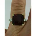 thumbnail image 1 of RKC 4Ct Asscher Lab Created Garnet Solitaire Engagement Ring 14K Yellow Gold Plated, 1 of 2