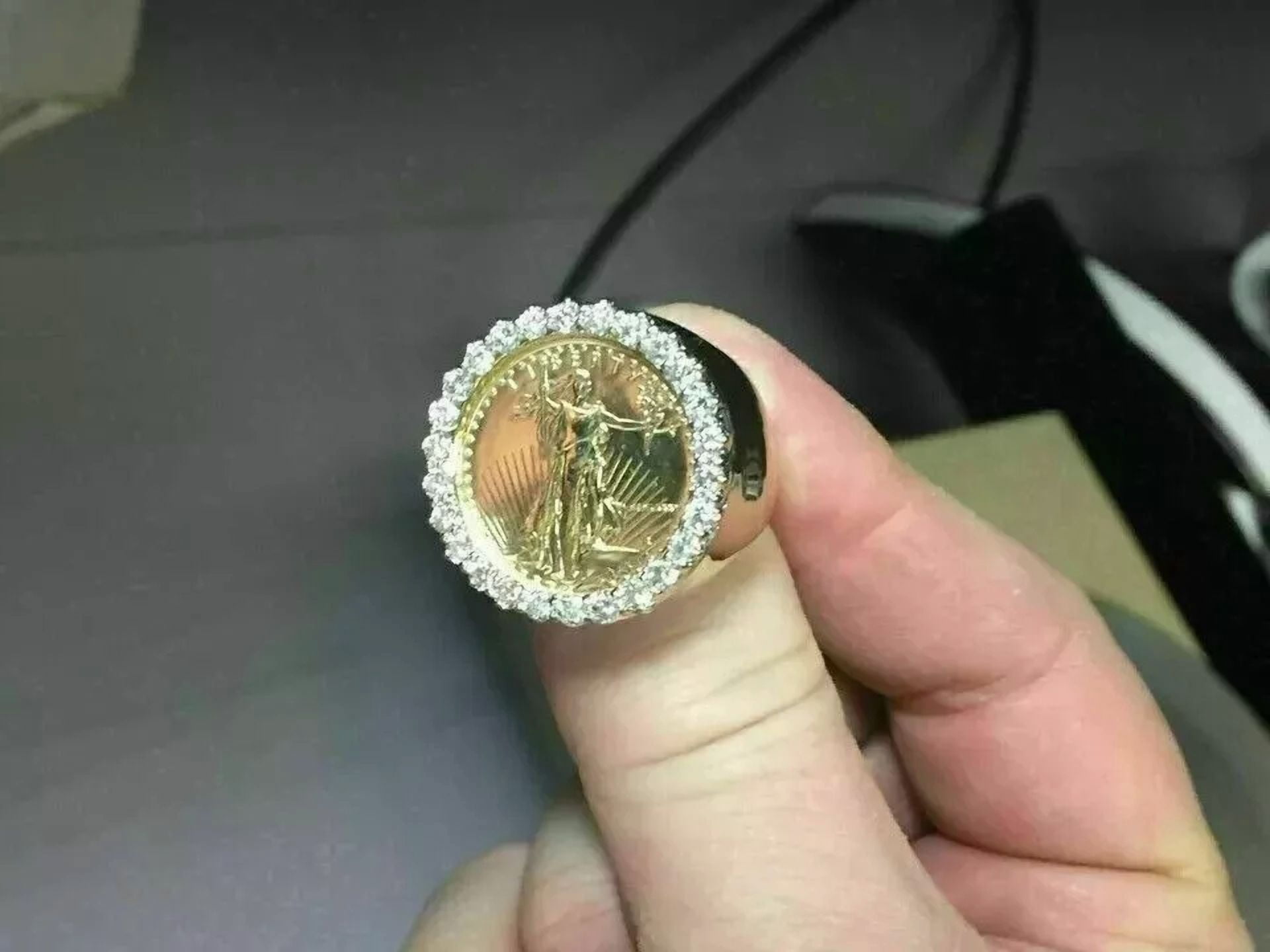 RKC 2Ct Round Lab Created Diamond Lady Liberty Coin Ring in 14k Yellow Gold  Plated - Walmart.com