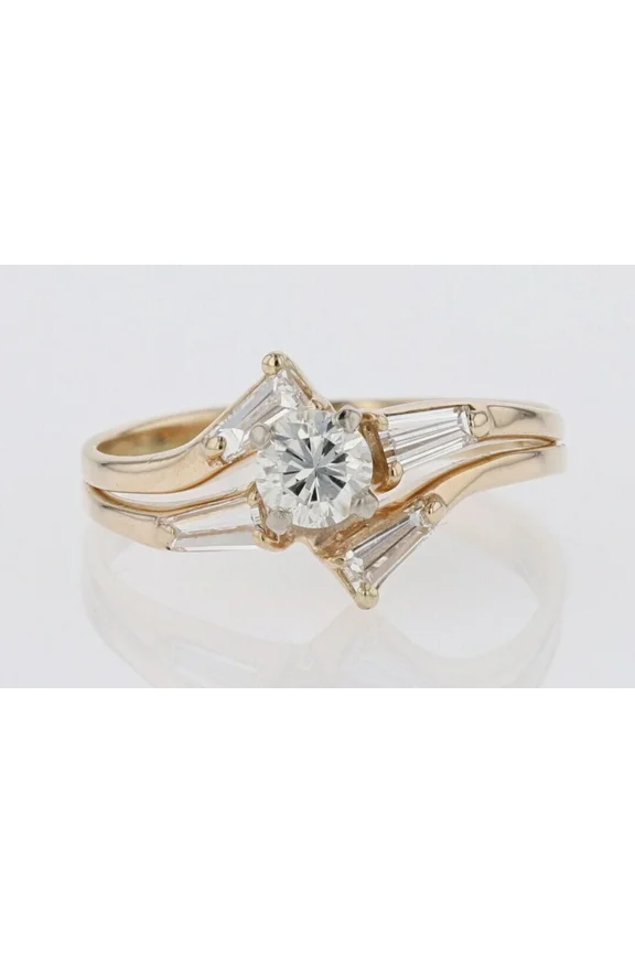RKC Cluster Simulated Marquise Diamond Unique Propose Ring 14K Yellow Gold Plated