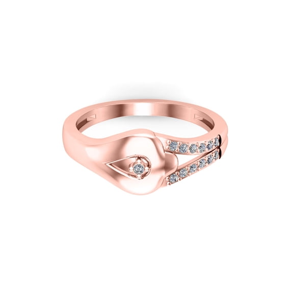 RKC Round Moissanite Women's Gifted Ring 925 Silver 14K Rose Gold Plated Wt 4.70 gm Width 1.80 MM