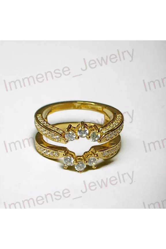Women Insert Ring Guard For wedding 14K Yellow Gold Plated 1Ct Simulated Diamond