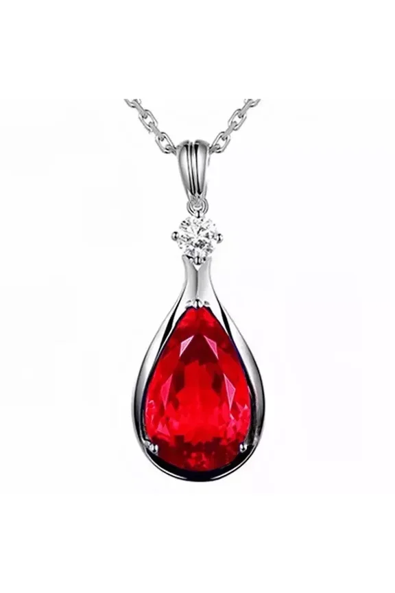RKC Teardrop Valentine Gift For Girlfriend 925 Silver Lab Created 2.50 Ct Red Ruby
