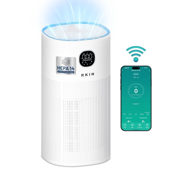 RKIN HEPA 14 Air Purifier - Advanced 4-Stage Filtration for Home & Office - Captures 99.9% of Dust, Pollen, & Smoke - Quiet Sleep Mode & Smart Sensor
