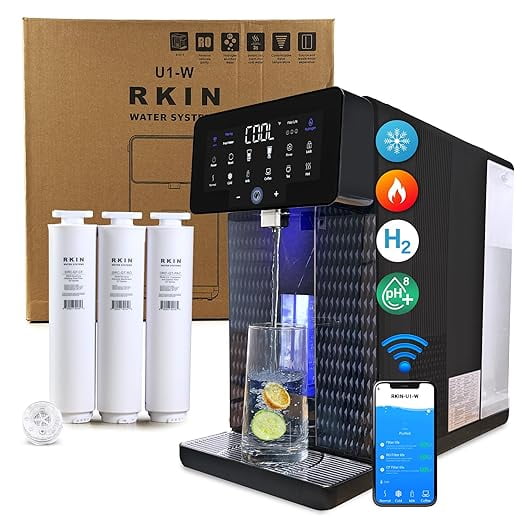 RKIN U1-W App-Enabled Countertop RO Water Filter System with Hot & Cold Dispense & Alkaline Remineralization