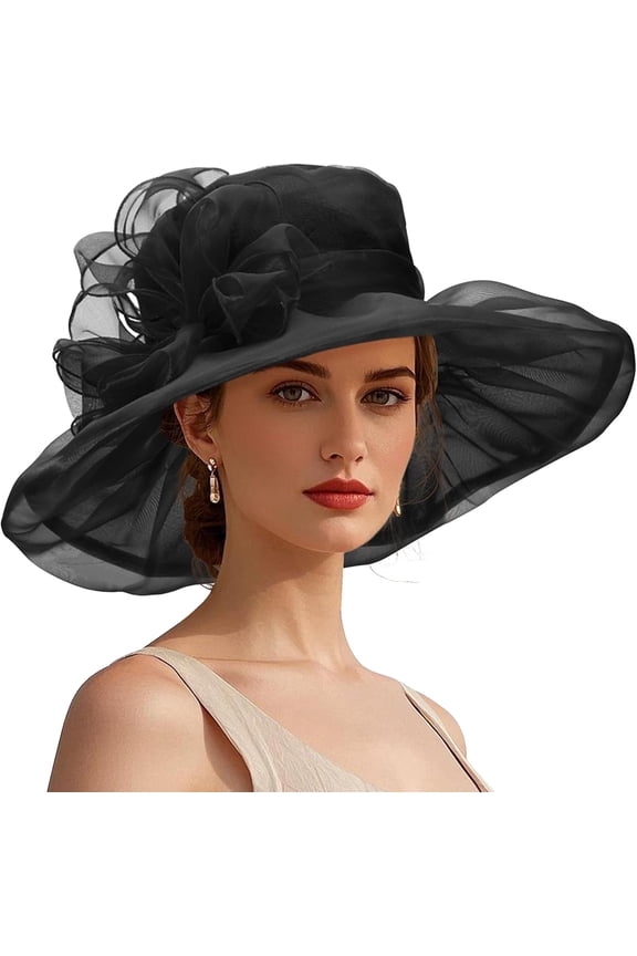 Ken-Tucky Derby Hats for Women Vintage Organza Victorian Church Hats Elegant Fascinator Tea Party Wedding Hat