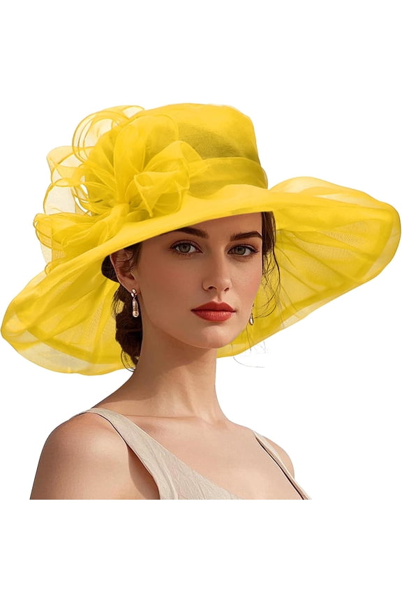 Ken-Tucky Derby Hats for Women Vintage Organza Victorian Church Hats Elegant Fascinator Tea Party Wedding Hat