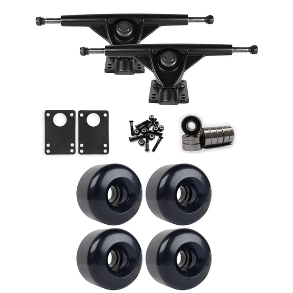 RKP Black Longboard Trucks Wheels Package 70mm x 46mm 83A 276C Blue Clear