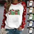 thumbnail image 1 of RKSTN Under $10 Women's Christmas Crewneck Sweatshirts Oversize Christmas Print Pullover Hoodless Sweatshirt Top Women Casual Loose Round Neck Drop Shoulder Long Sleeve Sweatshirt Fall Winter Deals, 1 of 5