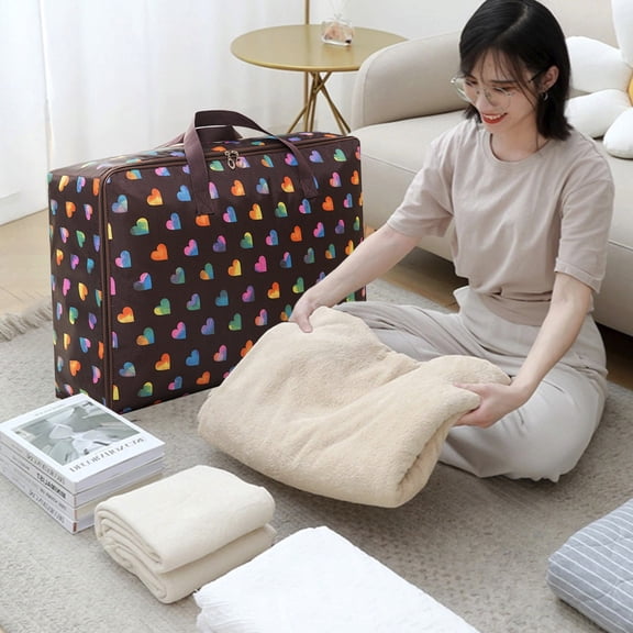 RKSTN 140L Extra Large Heavy Duty Moving Bags with Reinforced Zipper & Wide Handles, Moisture-Resistant Storage Bins Packing Cubes for Clothes, College Dorm, Travel, and Home Organization, Red, M