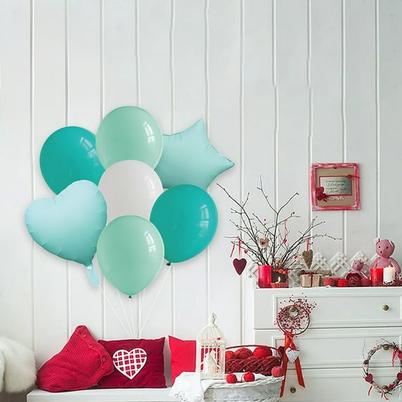 RKSTN 18" Valentine’s Day Heart Shaped Foil Mylar Balloons Decoration for Romantic Wedding Bridal Anniversary Engagement Party Supplies - Mint Green