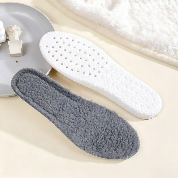 RKSTN 39-40 Sports Insole Fleece-Lined Thick Warm Full Insole Gray L