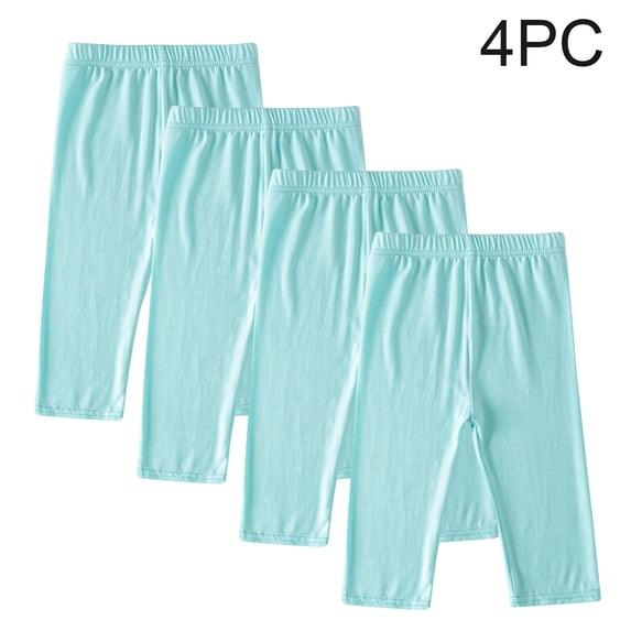 RKSTN 4 Pack Capri Leggings for Girls Solid Color Elastic Waist Lightweight Minimalist Versatile Modal Home Loungewear Baby Pants (Mint Green ,2 Years)