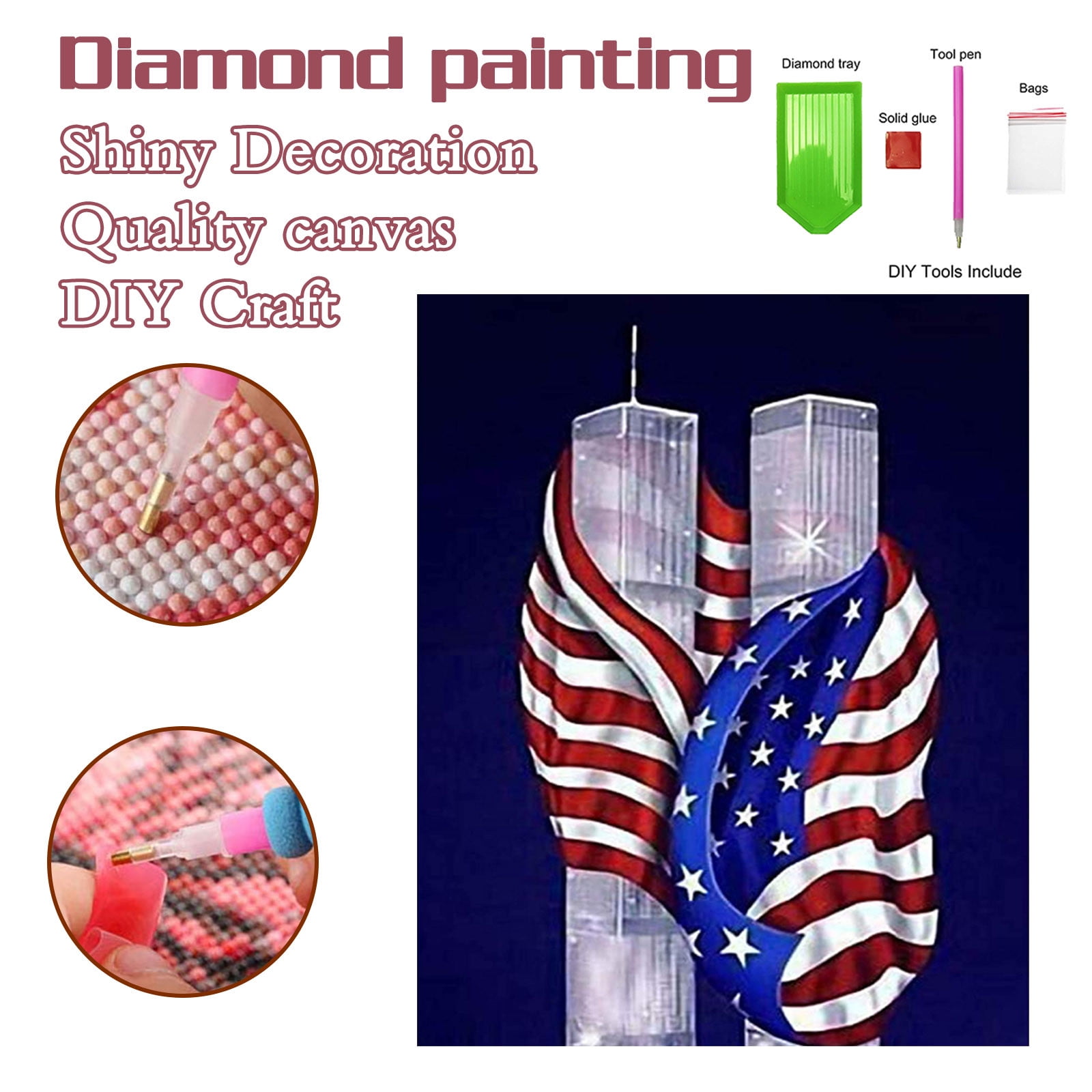 RKSTN 4th of July Decorations Memorial Day Decorations 5D Embroidery Paintings Rhinestone Pasted DIY Diamond Painting Cross Sti Fourth of July Decorations Patriotic Decorations on Clearance