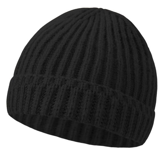 RKSTN Baby Hats Knit Beanie Solid Color Daily Keep Warm Pull Over Head Covering Comfy Newborn Hat (Black ,0 Months)