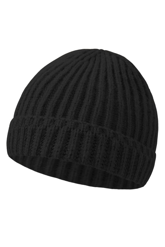 Baby Hats Knit Beanie Solid Color Daily Keep Warm Pull Over Head Covering Comfy Newborn Hat (Black ,0 Months)