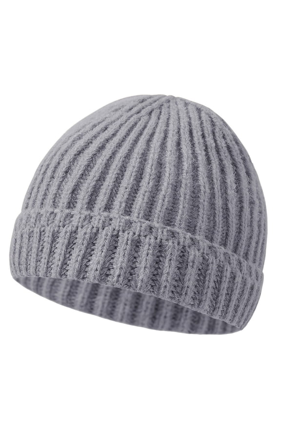 Baby Hats Knit Beanie Solid Color Daily Keep Warm Pull Over Head Covering Comfy Newborn Hat (Gray ,0 Months)