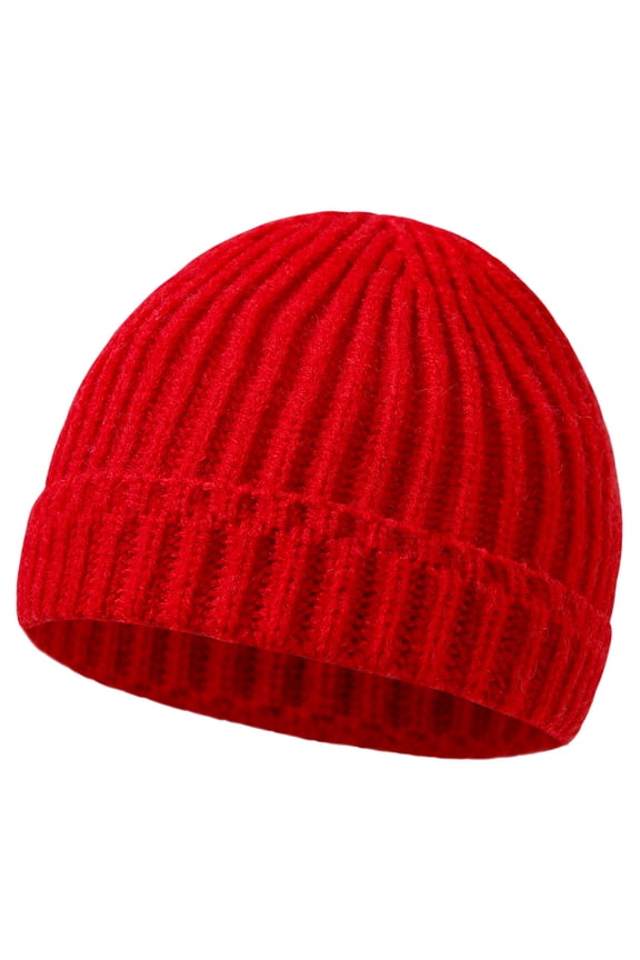 Baby Hats Knit Beanie Solid Color Daily Keep Warm Pull Over Head Covering Comfy Newborn Hat (Red ,0 Months)