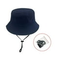 thumbnail image 1 of RKSTN Baby Sun Hat Cotton Wide Brim Toddler Bucket Hat Daily Outings UV Protection Hat with Adjustable Strap (Navy ,Free Size), 1 of 2