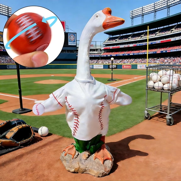 RKSTN Baseball Player Goose Outfits Toys with Rotatable Balls, Spring Summer Lawn Goose Statue Costume, Yard Goose Clothes Outfit for 23" Statue Patio Easter Decorations