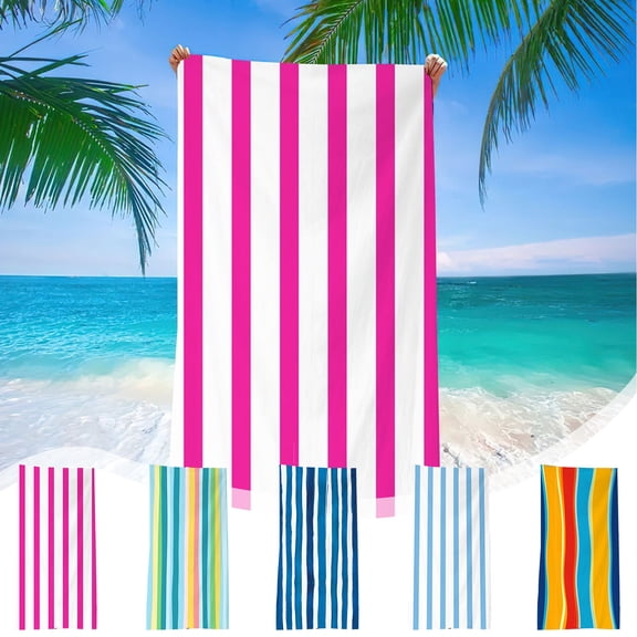 RKSTN Beach Towel Oversized Striped Pool Towel - Quick Dry, Sand Free - Compact and Lightweight for Travel - Beach Blanket Bath Towels for Travel Pool Towel Beach 55x27.5 Inch
